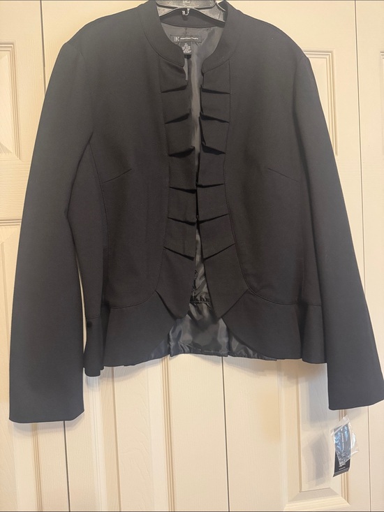 INC International Concepts Jackets & Blazers - INC International Concepts Black Ruffle-Front Blazer